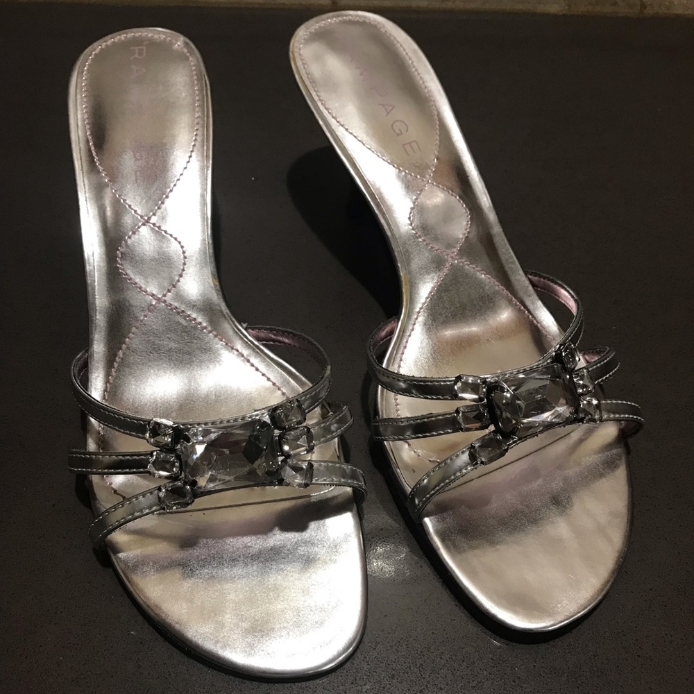 Rampage silver jeweled sandal heels